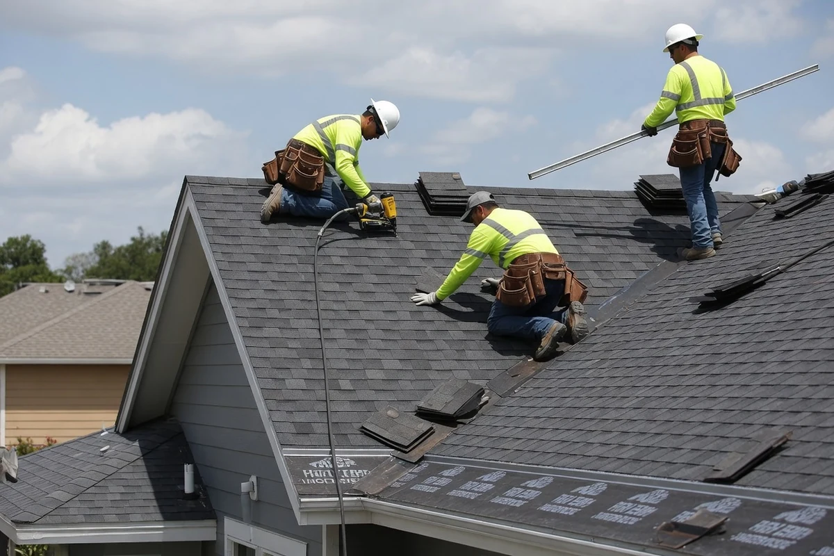 San Angelo roofing crew installing asphalt shingles on a residential roof